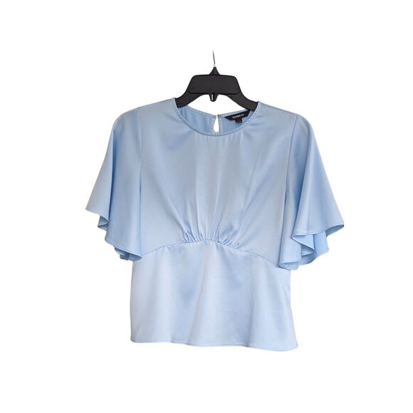 Express Light Blue Flutter Sleeve Blouse – Size S – EUC - Picture 2 of 5